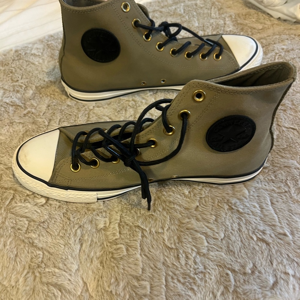 Converse High-Top Sneakers in Khaki and Black